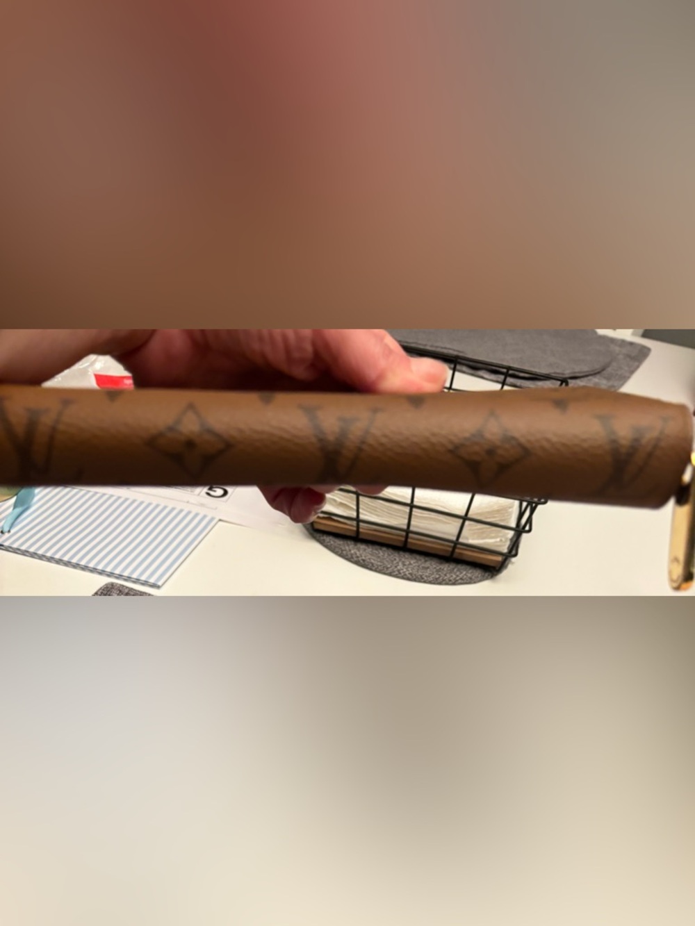 Louis Vuitton Monogram Canvas Zip Pouch in Tan and Dark Brown - Picture 7 of 9